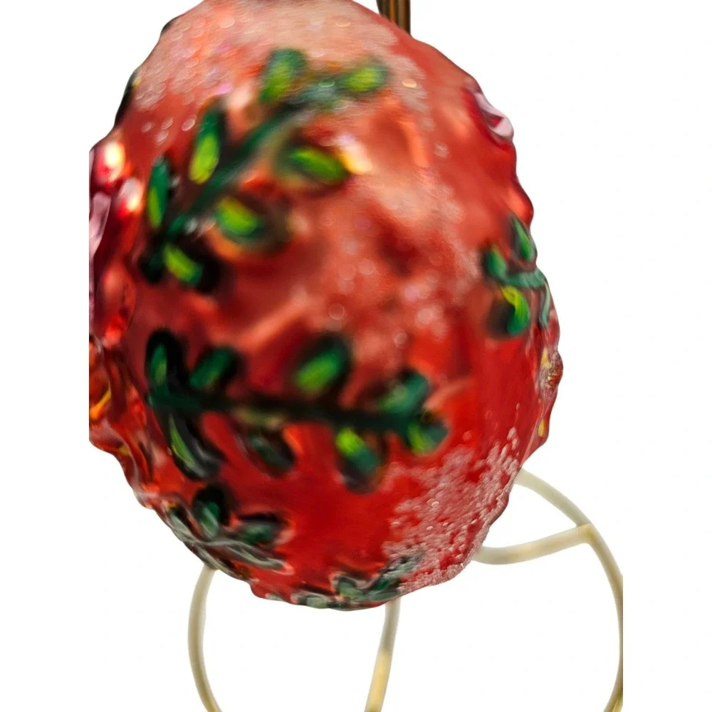 Hand Painted‎ Christopher Radko Ornament Glitter Pink Coral Christmas Decor